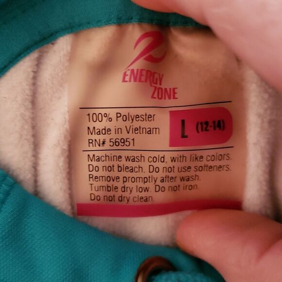 NWOT Energy Zone Camo & Teal Hoodie Sz L (12-14) - Picture 4 of 4